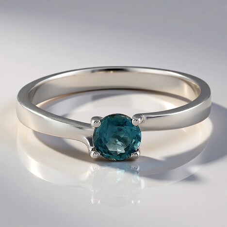 Anello in argento con Cianite Blu Foglia di Tè