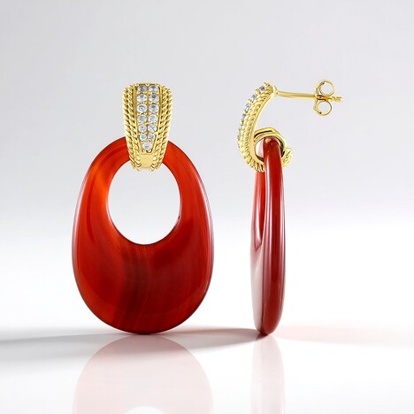 Orecchini in argento con Onice Rossa