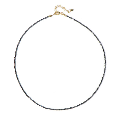 Schwarzer Hämatit-Silberhalskette