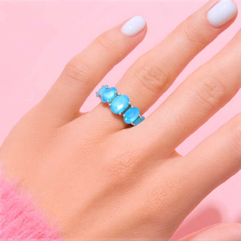 Blue Ethiopian Opal Silver Ring