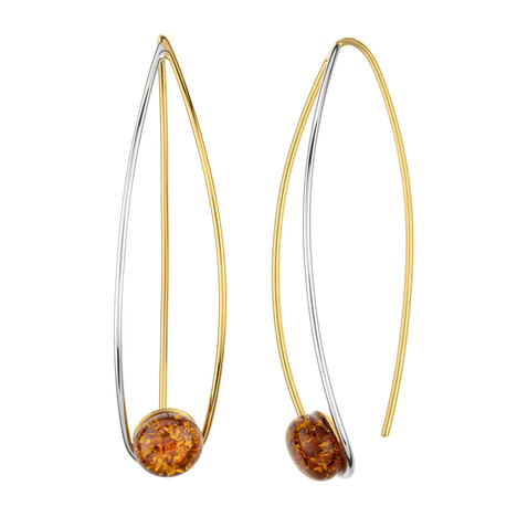 Pendientes en plata con Ámbar báltico cognac (dagen)