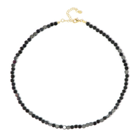 Zilveren halsketting met Zwarte Hematieten