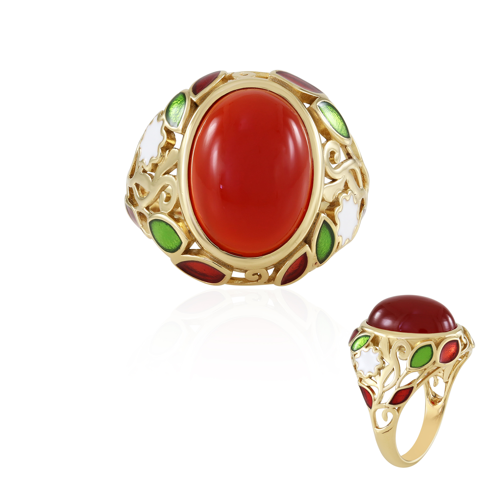 裏紅玉髄vo.2 CARNELIAN　メサイアetc… Carmine Carnelian Gold-Plated Silver Ring