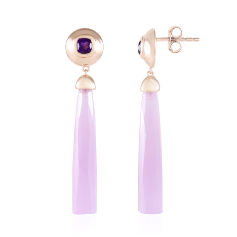 Zilveren oorbellen met Lavendel Chalcedonen (KM by Juwelo)