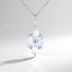 Collier en argent et Pierre de lune bleue (KM by Juwelo)