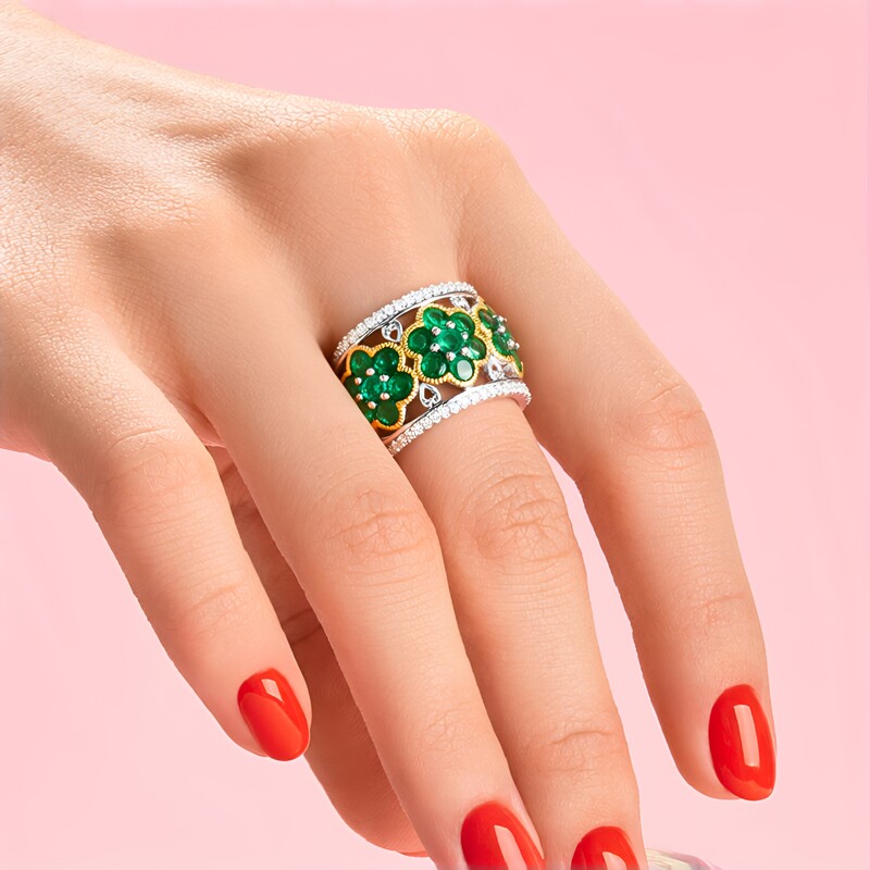 Sambia-Smaragd-Silberring (Gems en Vogue)