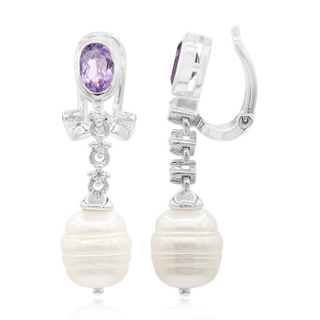 Orecchini con chiusura a clip in argento con Perla di Acqua Dolce (TPC)