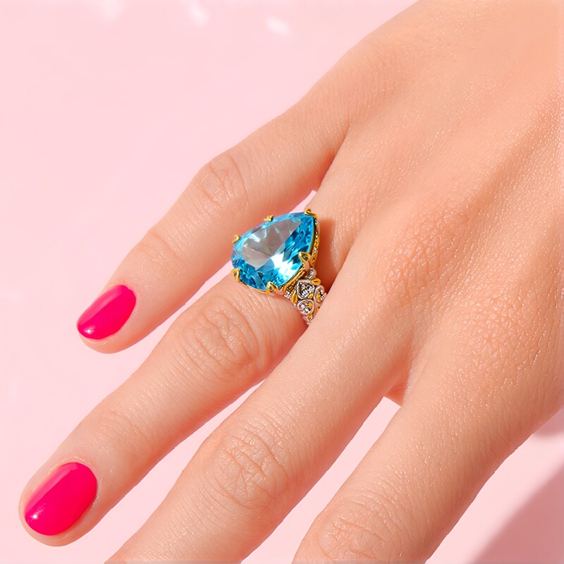 Himmelblauer Topas-Silberring (Gems en Vogue)