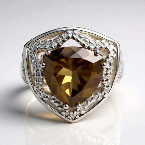 Anello in argento con Quarzo Fumè