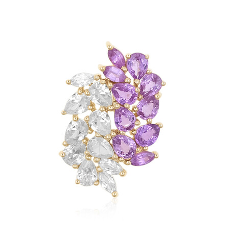 Nicht erhitzter Purpurfarbener Ceylon-Saphir-Goldanhänger