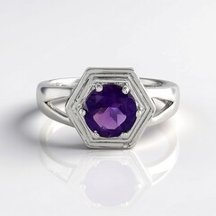 Anello in argento con Ametista Zambiana