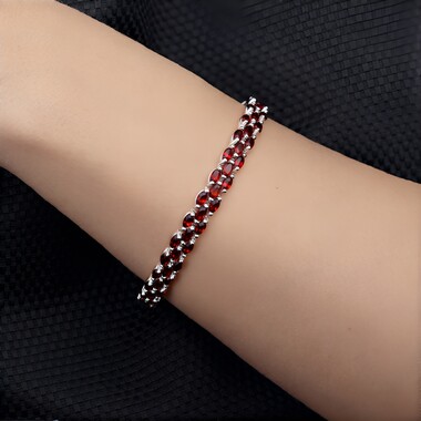 Mozambique Garnet Silver Bracelet