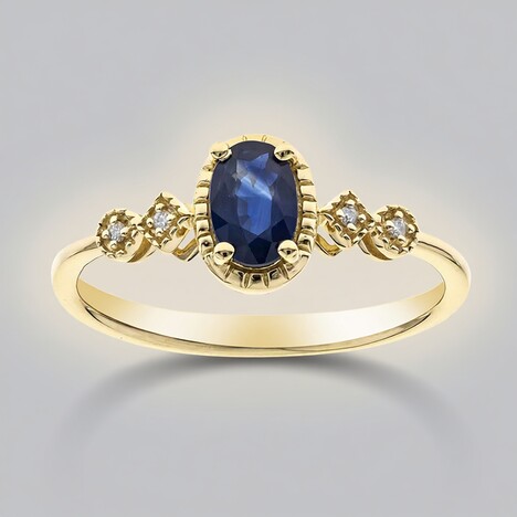 Anello in oro con Zaffiro Ceylon Blu