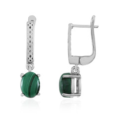 Pendientes en plata con Malaquita (Adela Silber)