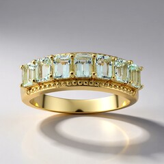 Anello in oro con Berillo Verde Menta Nigeriano