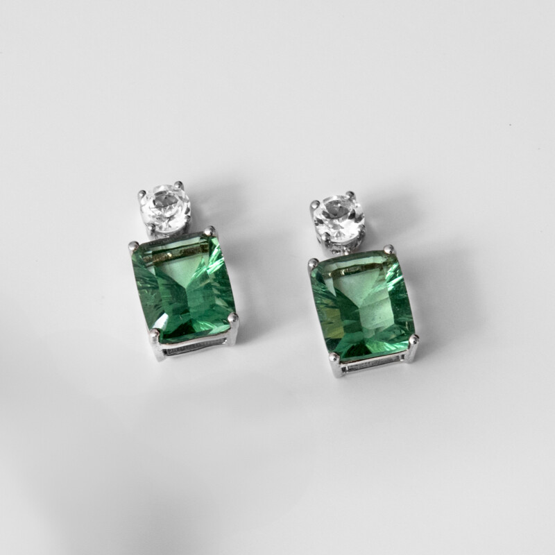 Green Fluorite Silver Earrings