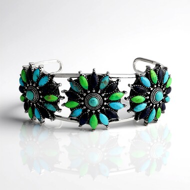 Bransoletka bangle ze srebra - Turkus niebieski Kingman Mohave  (Jones Lee)