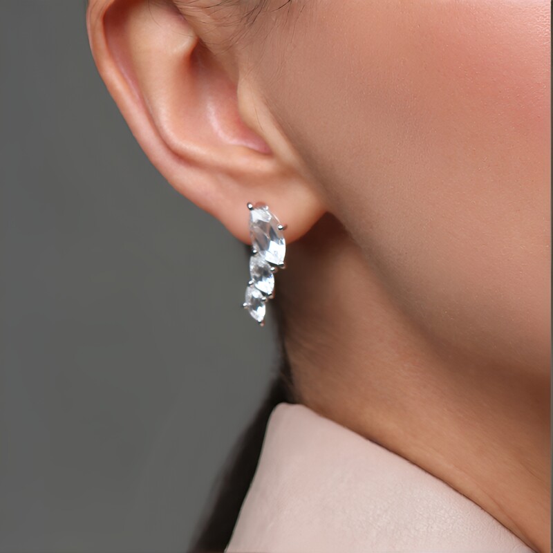 Boucles d'oreilles en argent et Topaze blanche