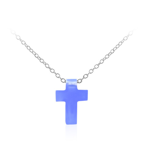 Blauer Achat-Silbercollier