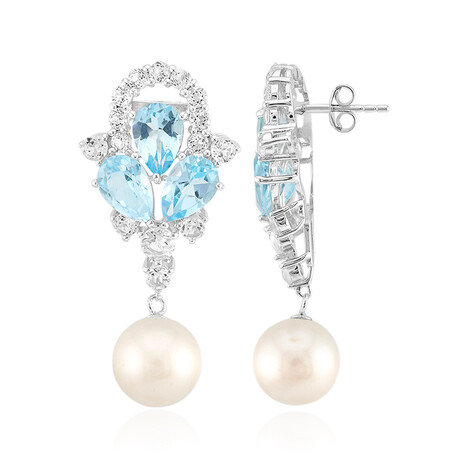Boucles d'oreilles en argent et Perle blanche de culture d'eau douce