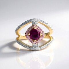 Anello in oro con Granato Magenta