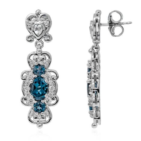 Pendientes en plata con Topacio azul de Londres (Dallas Prince Designs)