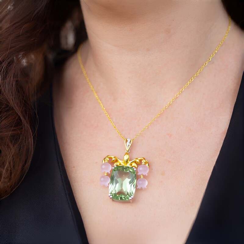 Grüner Amethyst-Silberhalskette (Gems en Vogue)