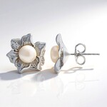 Orecchini in argento con Perla d'Acqua Dolce Bianca (TPC)