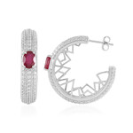 Zilveren oorbellen met Madagaskar Robijnen (de Melo Essence)
