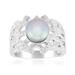 Bague en argent et Perle de culture d'eau douce argentée