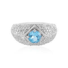 Bague en argent et Topaze bleu Suisse (de Melo)