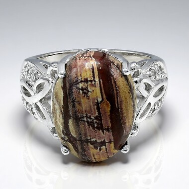 Bague en argent et Jaspe dendritique de Sonora