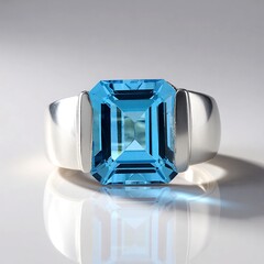 Anello in argento con Topazio Blu Svizzero
