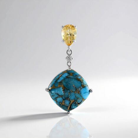 Pendentif en argent et Turquoise bleue cuivrée de Mohave (Faszination Türkis)