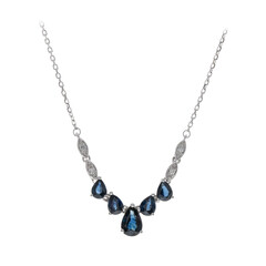Gouden halsketting met een Blauwe Ceylon saffier