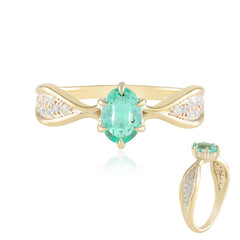 Gouden ring met een Paraiba kleurige smaragd