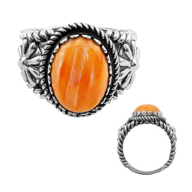 Orange Stachelauster-Silberring (Desert Chic)