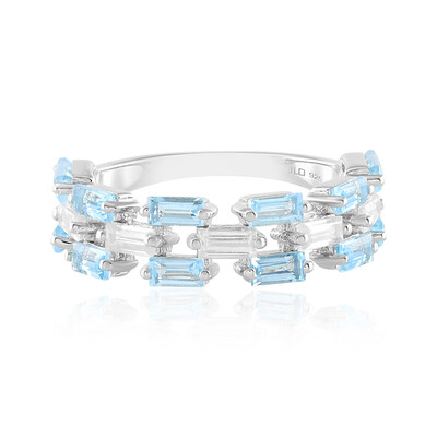 Anello in argento con Topazio Blu Svizzero