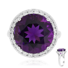 Anello Argento Placcato Con Granato Naturale E Ametista - Luckyshine, Taglie 6-10, Regalo Vacanze