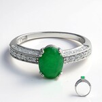 Anello placcato in platino con Smeraldo Bahia