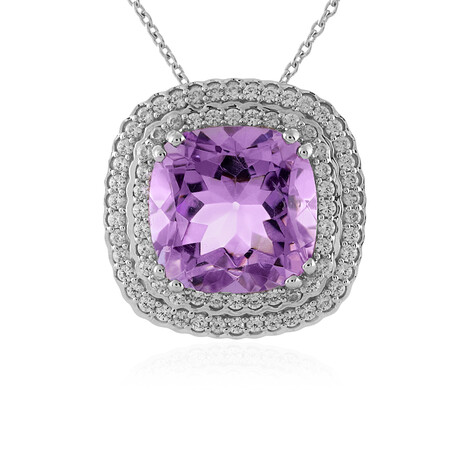 Zilveren halsketting met een lavendel amethist