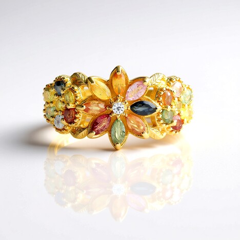 Anello in argento con Zaffiro Fancy