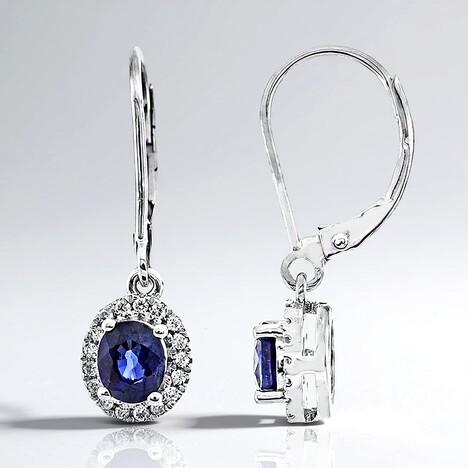 Boucles d'oreilles en or et Saphir bleu de Ceylan