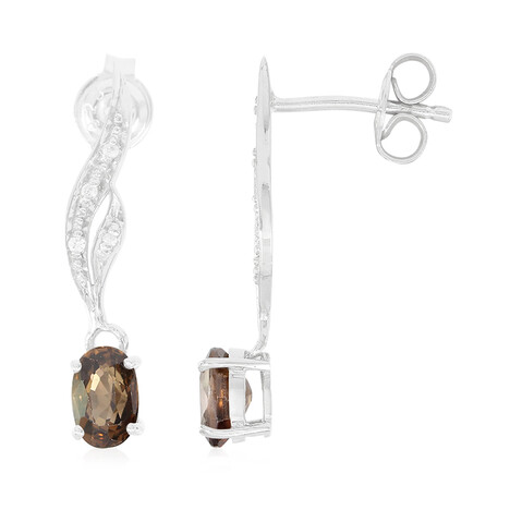 Zimt-Zirkon-Silberohrringe
