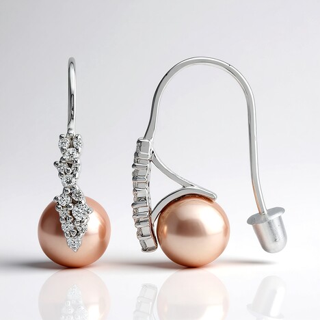 Orecchini in argento con Perla Ming Porpora (TPC)