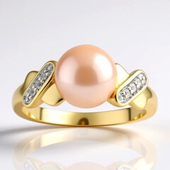 Anello in argento con Perla Ming color Pesca (TPC)