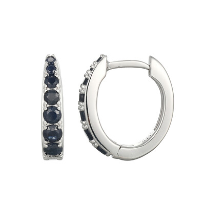Boucles d'oreilles en argent et Saphir noir