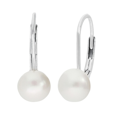 White Freshwater Pearl Silver Earrings