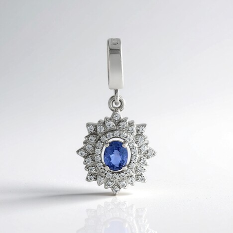 Ciondolo in argento con Zaffiro Ceylon Blu (non riscaldato)