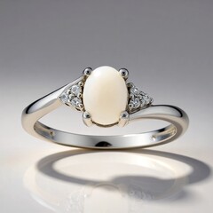 Anello in argento con Opale Bianco